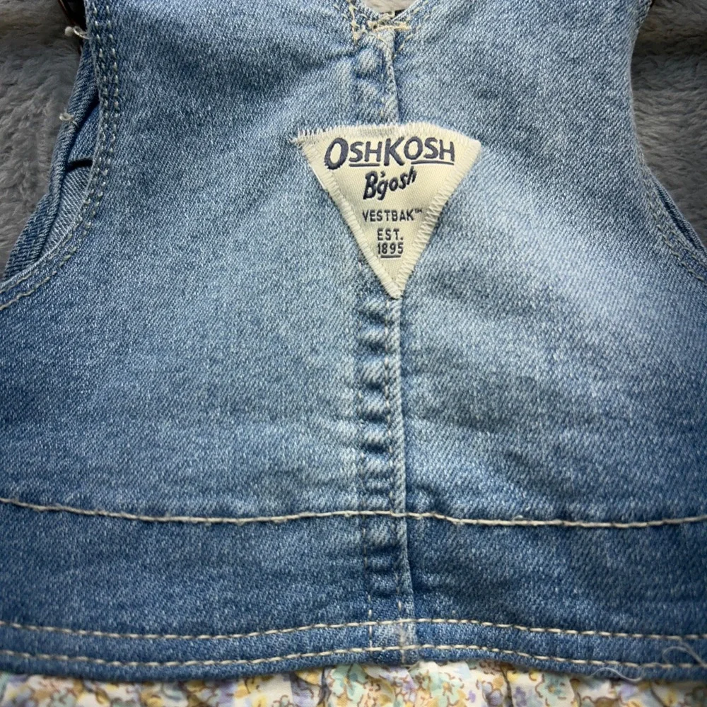 OshKosh Bgosh Baby Girls Denim Floral‎ Overall Dress Blue 18M Vestbak